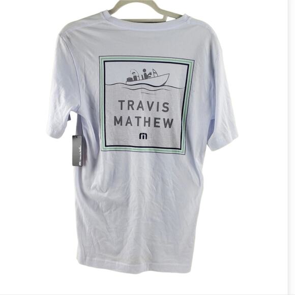 Travis Mathew Men's White Short Sleeve Mountain Money T-shirt Size S - Picture 3 of 8